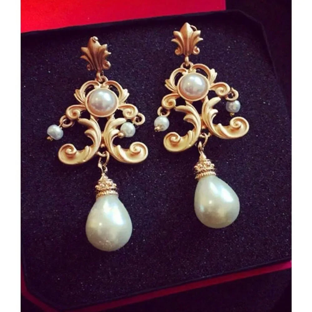 Baroque Renaissance Style Pear Drop Earrings